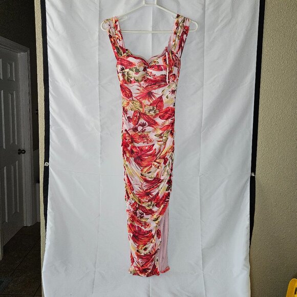 BCX Floral Bodycon Maxi Dress Women’s Small – Ruched Tropical Print - Picture 1 of 3
